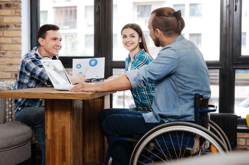 Three people meeting
