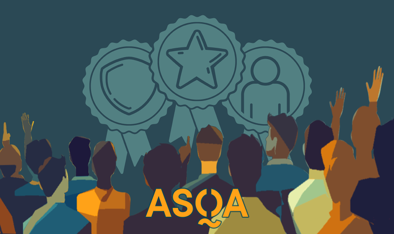 Stylised illustration of a group of people standing looking forwards