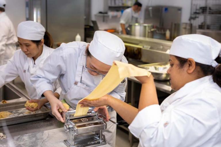 Students making pasta