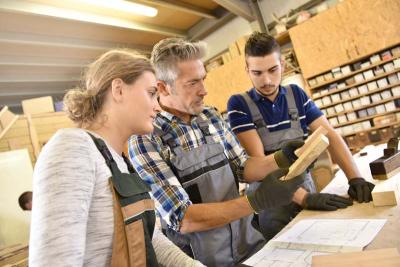 Woodworking students