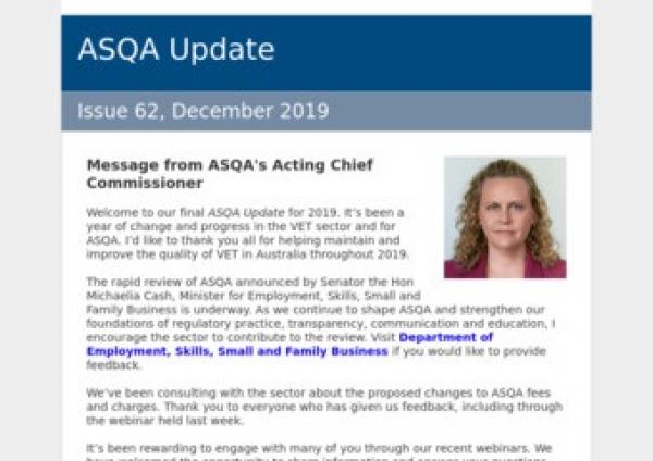 ASQA Update - December 2019