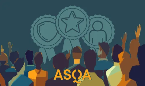 Stylised illustration of a group of people standing, looking forwards.