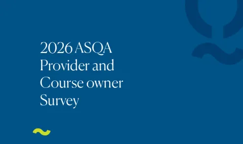 Dark blue graphic with the words '2026 ASQA Provider and Course owner survey' in white text 
